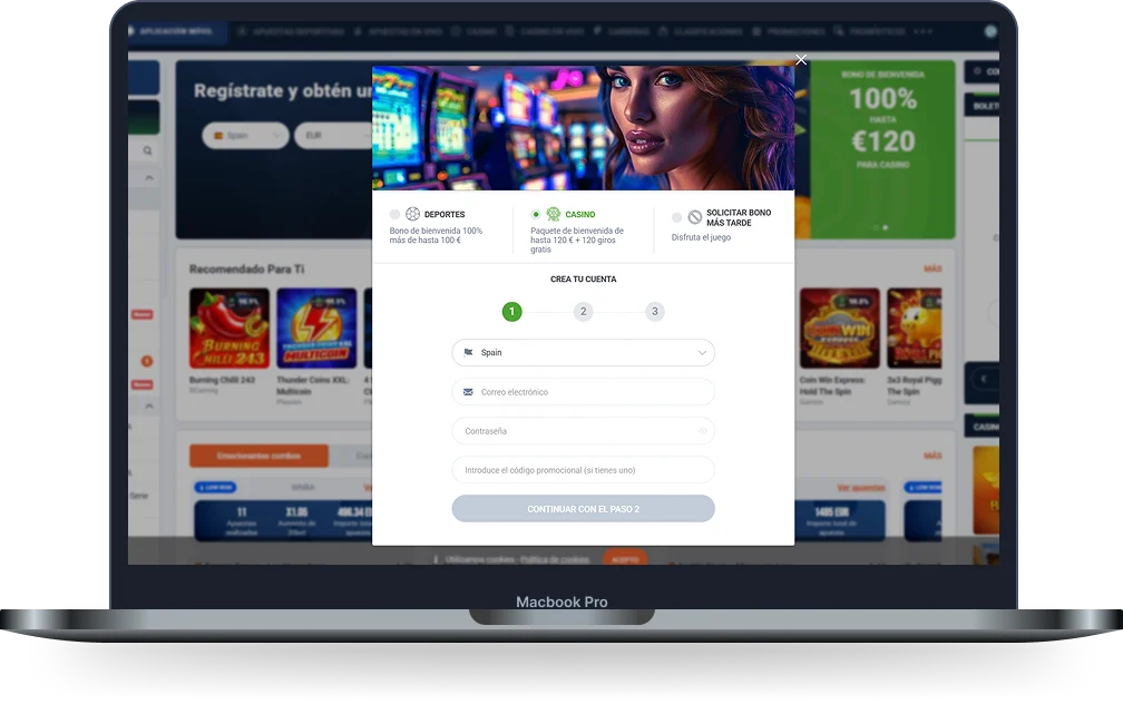 20Bet Casino Registro en Ordenador 20Bet Casino formulario de registro con bono de bienvenida en la versión para ordenador